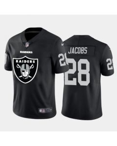 Men's Oakland Raiders #28 Josh Jacobs Black 2020 Team Big Logo Limited Stitched Jersey