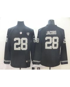 Men's Oakland Raiders #28 Josh Jacobs Black Therma Long Sleeve Stitched NFL Jersey