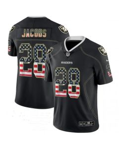 Men's Oakland Raiders #28 Josh Jacobs Black USA Flag Fashion Fashion Color Rush NFL Jersey