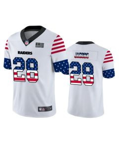 Men's Oakland Raiders #28 Josh Jacobs White 2019 USA Flag Fashion Limited Stitched NFL Jersey