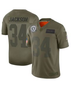 Men's Oakland Raiders #34 Bo Jackson 2019 Camo Salute To Service Limited Stitched NFL Jersey