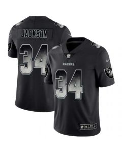 Men's Oakland Raiders #34 Bo Jackson Black 2019 Smoke Fashion Limited Stitched NFL Jersey