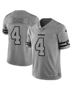 Men's Oakland Raiders #4 Derek Carr 2019 Gray Gridiron Team Logo Limited Stitched NFL Jersey