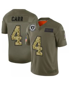 Men's Oakland Raiders #4 Derek Carr 2019 Olive/Camo Salute To Service Limited Stitched NFL Jersey