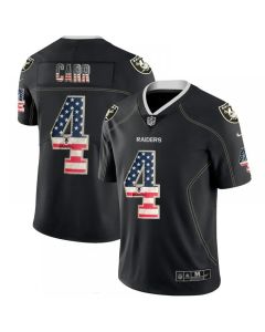 Men's Oakland Raiders #4 Derek Carr Black 2018 USA Flag Fashion Fashion Color Rush NFL Limited Jersey