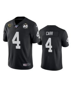 Men's Oakland Raiders #4 Derek Carr Black 60th Anniversary Vapor with C patch Limited Stitched NFL 100th season Jersey
