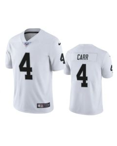 Men's Oakland Raiders #4 Derek Carr White 2019 100th Season Vapor Untouchable Limited Stitched NFL Jersey
