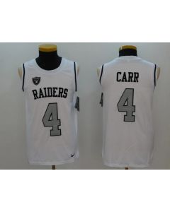 Men's Oakland Raiders #4 Derek Carr White Stitched NFL Limited Rush Tank Top Jersey