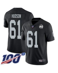 Men's Oakland Raiders #61 Rodney Hudson Black 100th Season with 60 Patch Vapor Limited Stitched NFL Jersey