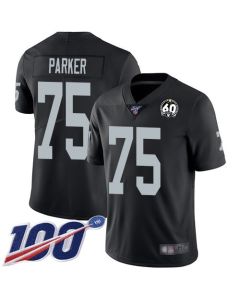 Men's Oakland Raiders #75 Brandon Parker Black 100th Season with 60 Patch Vapor Limited Stitched NFL Jersey