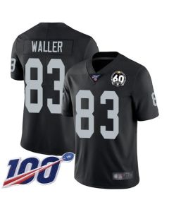 Men's Oakland Raiders #83 Darren Waller Black 100th Season with 60 Patch Vapor Limited Stitched NFL Jersey