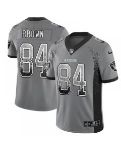 Men's Oakland Raiders #84 Antonio Brown Gray Drift Fashion Color Rush Limited Stitched NFL Jersey