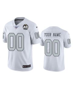 Men's Oakland Raiders Customized 2019 White 100th Season With 60 Patch Color Rush Stitched NFL Jersey