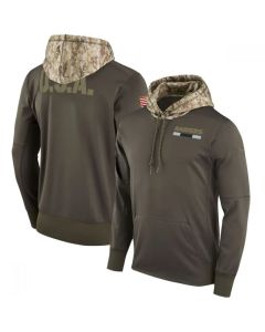 Men's Oakland Raiders Olive Salute to Service Sideline Therma Pullover Hoodie