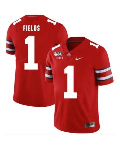 Men's Ohio State Buckeyes #1 Justin Fields 2019 Red 150th Season College Stitched NCAA Jersey