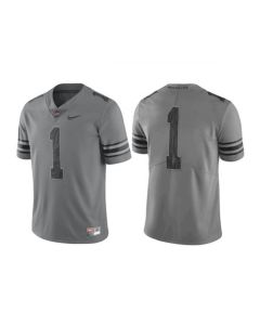 Men's Ohio State Buckeyes #1 Justin Fields Gray Stitched Jersey