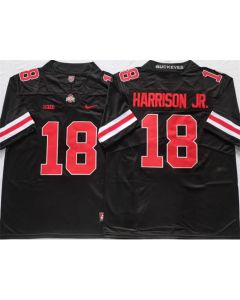 Men's Ohio State Buckeyes #18 Harrison jr Black/Red Stitched Jersey