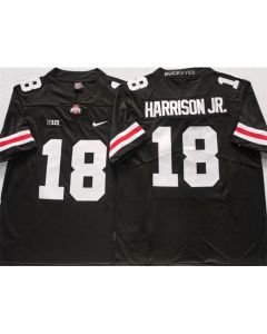 Men's Ohio State Buckeyes #18 Harrison jr Black/White Stitched Jersey