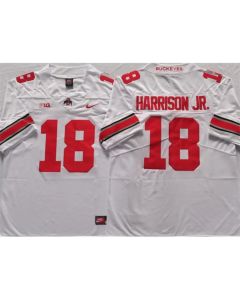 Men's Ohio State Buckeyes #18 Harrison jr White Stitched Jersey