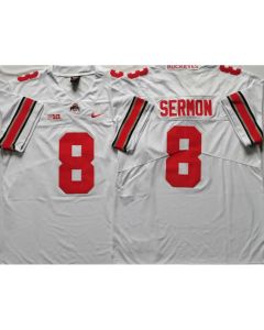 Men's Ohio State Buckeyes #8 Trey Sermon White Stitched NCAA Jersey