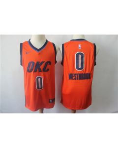 Men's Oklahoma City Thunder #0 Russell Westbrook Orange 2018/19 Earned Edition Swingman Stitched NBA Jersey