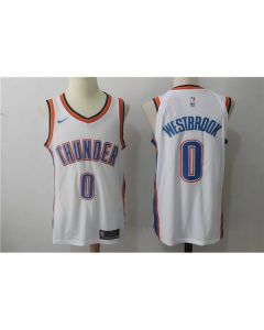 Men's Oklahoma City Thunder #0 Russell Westbrook White Stitched NBA Jersey