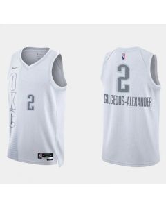 Men's Oklahoma City Thunder #2 Shai Gilgeous-Alexander 2021/22 City Edition White 75th Anniversary Stitched Basketball Jersey