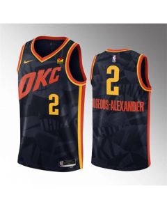 Men's Oklahoma City Thunder #2 Shai Gilgeous-Alexander Black 2023/24 City Edition Stitched Basketball Jersey (Black)