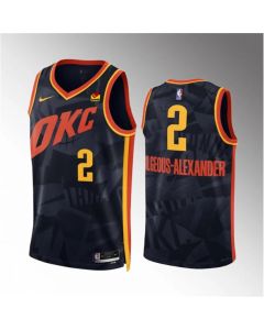 Men's Oklahoma City Thunder #2 Shai Gilgeous-Alexander Black 2023/24 City Edition Stitched Basketball Jersey