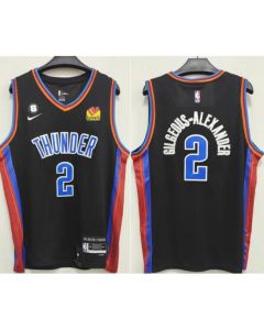 Men's Oklahoma City Thunder #2 Shai Gilgeous-Alexander Black With NO.6 Patch Stitched Basketball Jersey (Black)