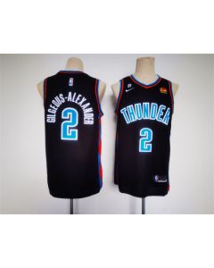 Men's Oklahoma City Thunder #2 Shai Gilgeous-Alexander Black With NO.6 Patch Stitched Basketball Jersey