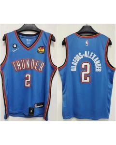 Men's Oklahoma City Thunder #2 Shai Gilgeous-Alexander Blue With NO.6 Patch Stitched Basketball Jersey