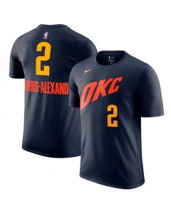 Men's Oklahoma City Thunder #2 Shai Gilgeous-Alexander Navy 2023/24 City Edition Name & Number T-Shirt