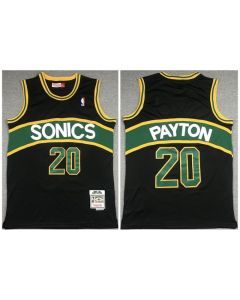 Men's Oklahoma City Thunder #20 Gary Payton Black 1994-95 Throwback SuperSonics Stitched Jersey
