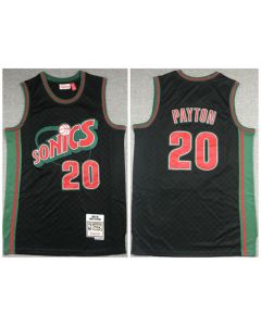 Men's Oklahoma City Thunder #20 Gary Payton Black 1995-96 Throwback SuperSonics Stitched Jersey