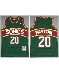 Men's Oklahoma City Thunder #20 Gary Payton Green 1995-96 Throwback SuperSonics Stitched Jersey (Green)