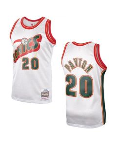 Men's Oklahoma City Thunder #20 Gary Payton White 1995-96 Throwback SuperSonics Stitched Jersey
