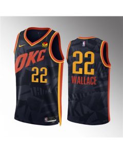 Men's Oklahoma City Thunder #22 Cason Wallace Black 2023/24 City Edition Stitched Basketball Jersey