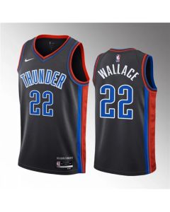 Men's Oklahoma City Thunder #22 Cason Wallace Black 2023 Draft City Edition Stitched Basketball Jersey