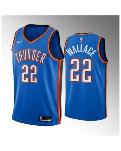 Men's Oklahoma City Thunder #22 Cason Wallace Blue 2023 Draft Icon Edition Stitched Basketball Jersey