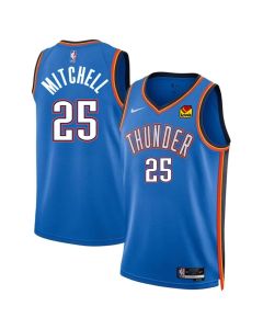 Men's Oklahoma City Thunder #25 Ajay Blue 2024 Draft Icon Edition Stitched Basketball Jersey