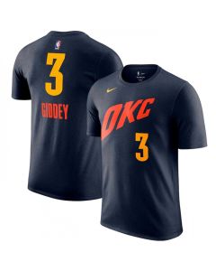 Men's Oklahoma City Thunder #3 Josh Giddey Navy 2023/24 City Edition Name & Number T-Shirt