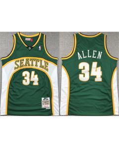Men's Oklahoma City Thunder #34 Ray Allen Green 2006-07 Throwback SuperSonics Stitched Jersey