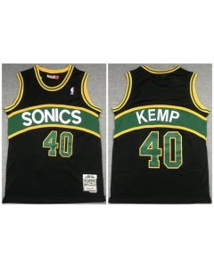 Men's Oklahoma City Thunder #40 Shawn Kemp Black 1994-95 Throwback SuperSonics Stitched Jersey