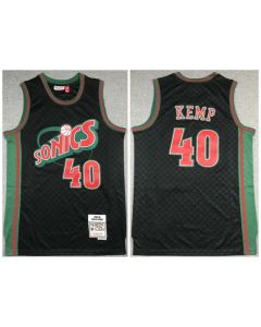 Men's Oklahoma City Thunder #40 Shawn Kemp Black 1995-96 Throwback SuperSonics Stitched Jersey