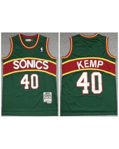 Men's Oklahoma City Thunder #40 Shawn Kemp Green 1994-95 Throwback SuperSonics Stitched Jersey