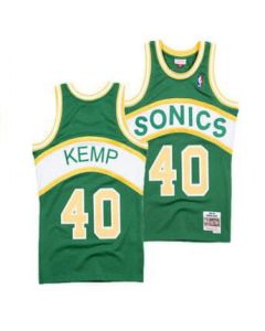 Men's Oklahoma City Thunder #40 Shawn Kemp Green Throwback SuperSonics Stitched Jersey