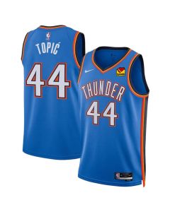 Men's Oklahoma City Thunder #44 Nikola Topic Blue 2024 Draft Icon Edition Stitched Basketball Jersey