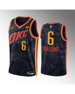 Men's Oklahoma City Thunder #6 Jaylin Williams Black 2023/24 City Edition Stitched Basketball Jersey