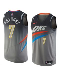 Men's Oklahoma City Thunder #7 Carmelo Anthony Grey Stitched NBA Jersey